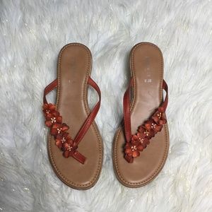 NINE WEST Orange Flowers Sandals Size 9.5M